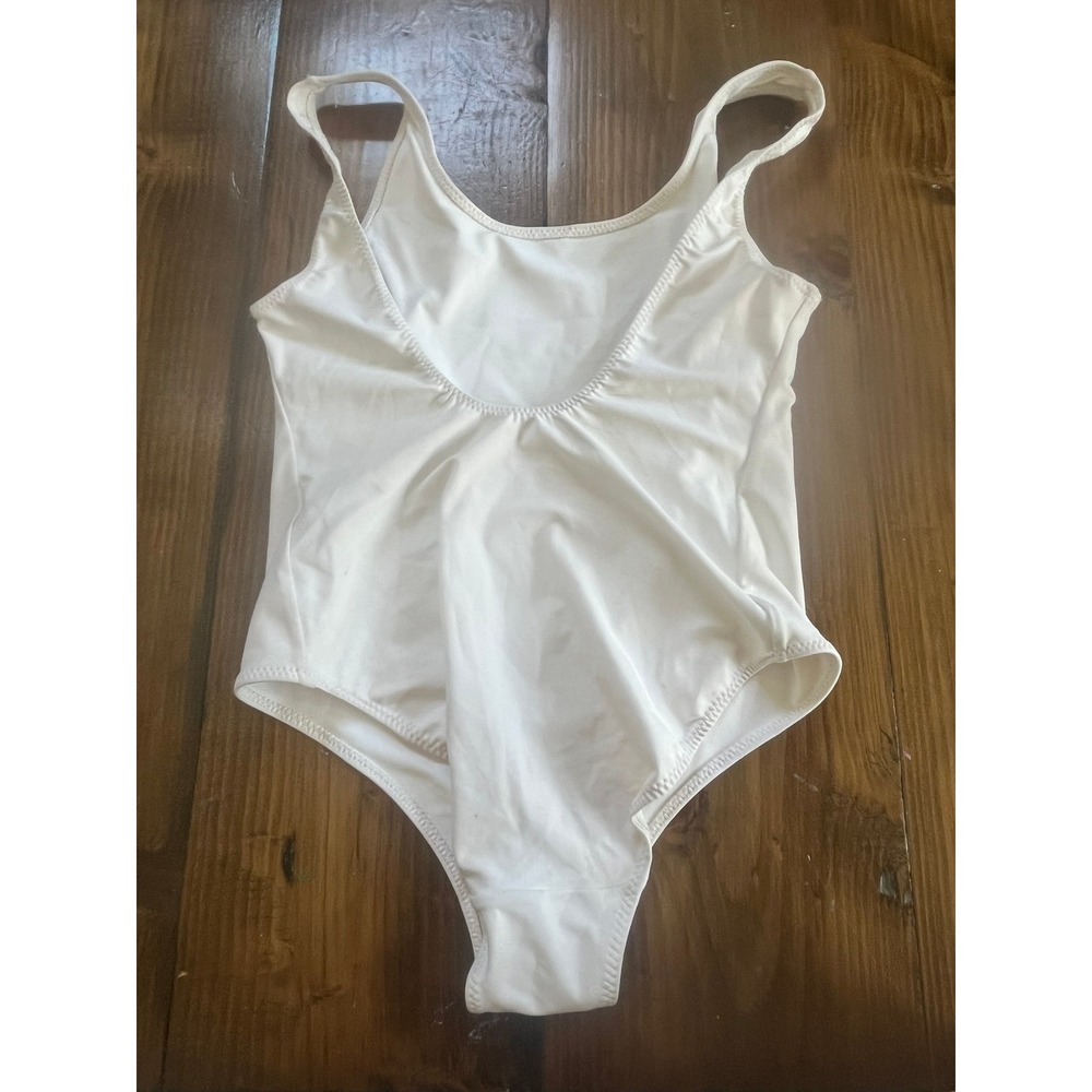Bride Floral One Piece Swimsuit White Pink Retro Bachelorette Swimwear Size M - Picture 5 of 6